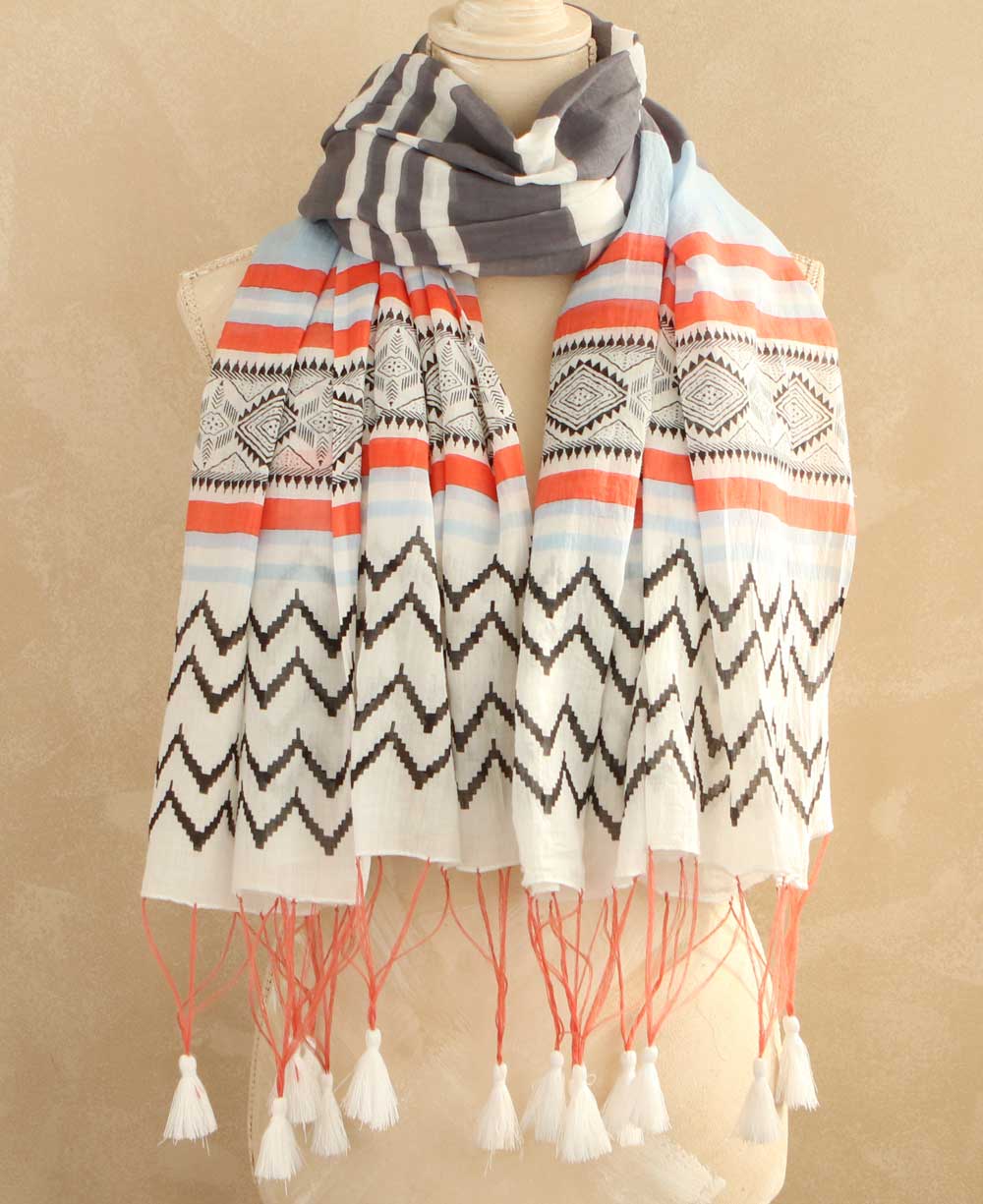 Modern Striped Tribal Scarf