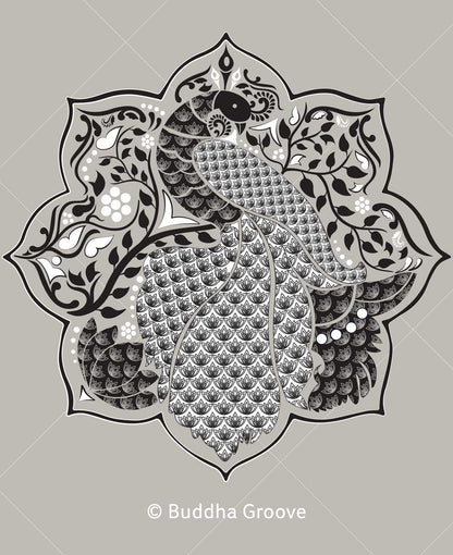 Peacock Lotus Mandala Tunic Tee, Made in USA